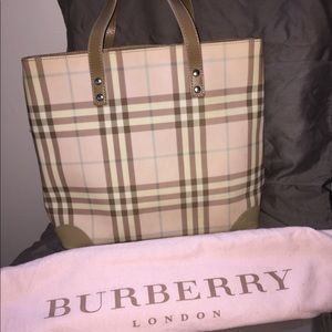Authentic Burberry Pink Check tote handbag